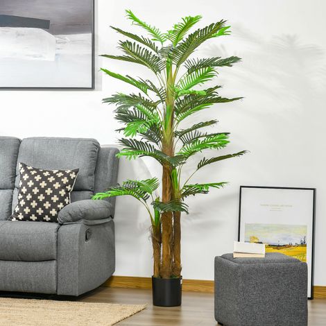 Palmier Artificiel H.1,85 m Arbre Artificiel Tronc Branches Lichen Feuilles Grand réalisme Pot Inclus (1/5)