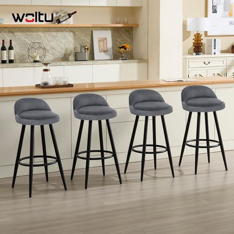 WOLTU 4x Tall Bar Stool. Bar Chair with Backrest. Kitchen Stool. Breakfast Stool Dark Grey (1/5)