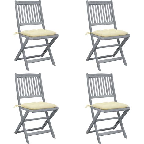 Klappbare Gartenstühle 4 Stk. mit Kissen Massivholz Akazie