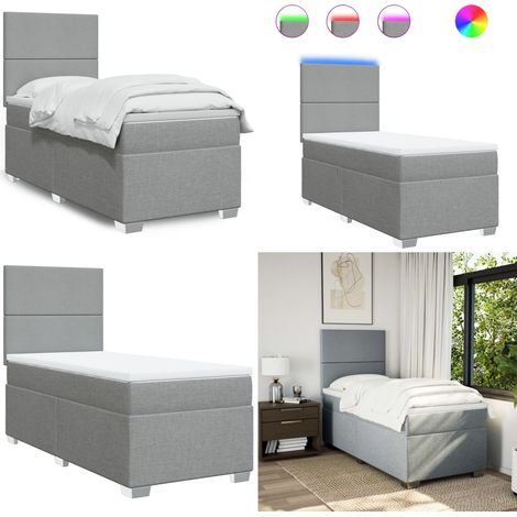 Boxspringbett mit Matratze Hellgrau 90x200 cm Stoff - Boxspringbett - Doppelbett - Bettgestell - Kopfteil - Matratze - Home & Living (1/5)