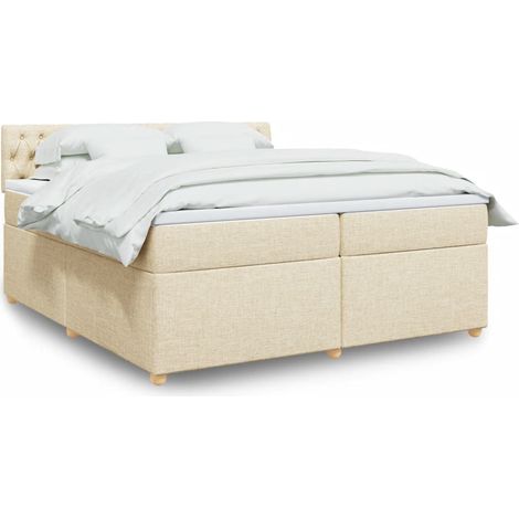Boxspringbett mit Matratze Creme 200x200 cm Stoff