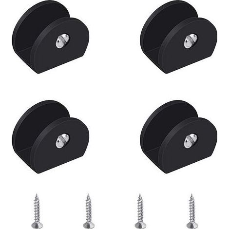 TAISHENGDA-Ineasicer Glasklemmen, 4 Stück Glasregalhalterung, schwarze Glasregalhalterung, verstellbare Glasregalbefestigung, halbrund, Aluminiumlegierung, für 6–8 mm Glas (1/5)