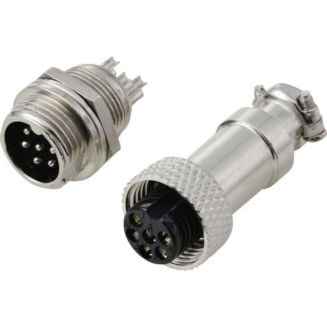 TRU COMPONENTS TC-13895592 CONNECTEUR ROND MâLE, CONTACT FEMELLE NOMBRE TOTAL DE PôLES: 6 SéRIE (CONNECTEUR ROND): GX12 1 SET (1/4)