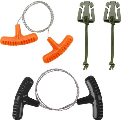 Lot de 2 scies à câble en acier inoxydable - 73,5 cm - Scie à fil d'acier résistante à l'usure - Tronçonneuse manuelle pour l'extérieur, le camping, les scies de jardin, plastique, scies à bois (1/5)