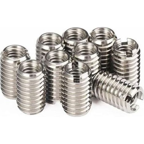 10 Stück Gewindeeinsätze aus Metall, selbstschneidend, Innengewinde M4 x 0,7 mm, Außengewinde M6 x 1 mm, Länge 10 mm, Gewindeeinsätze für Dampfturbinenmaschinen (1/5)