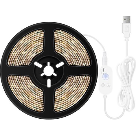 Capteur Usb Light Bar Maison Bande Lumineuse Flexible étanche LED Light Bar Light Bar Décoratif USB Capteur Lumière 5m 6500K Blanc Froid (1/4)