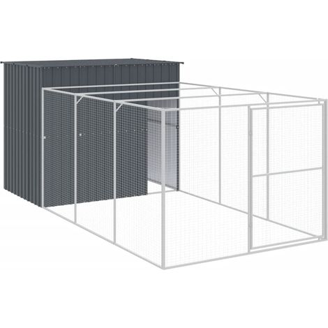 Maison Exclusive - Hundehütte mit Auslauf Anthrazit 214x457x181cm