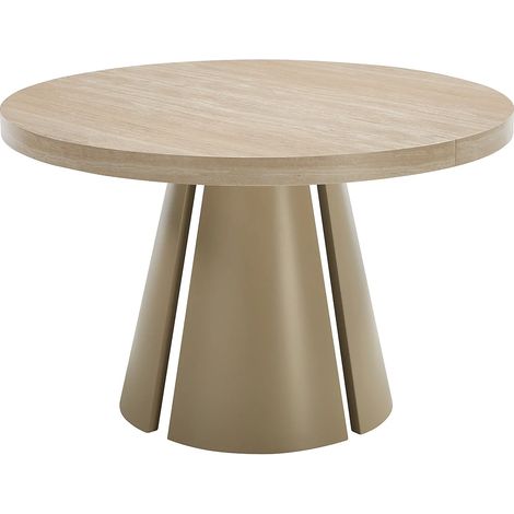 Tavolo da pranzo allungabile da 4 a 12 persone in MDF e Metallo Beige Effetto travertino beige - JARELIA (1/5)