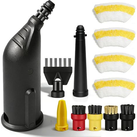 Lot de 12 accessoires pour nettoyeur vapeur : buse manuelle en microfibre, pièces de rechange, kit de brosses rondes, kit de buses puissantes, compatible avec Easyfix (1/5)