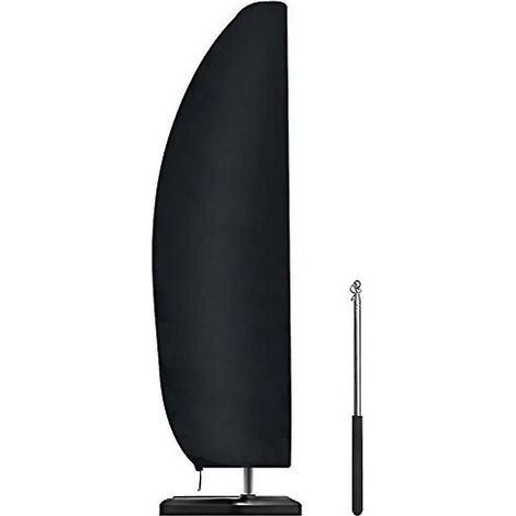 Housse de parasol, imperméable, coupe-vent, très résistante en tissu Oxford indéchirable, très grande housse de parasol en porte-à-faux avec fermeture éclair (265 x 40/70/50 cm) - Noir (1/5)