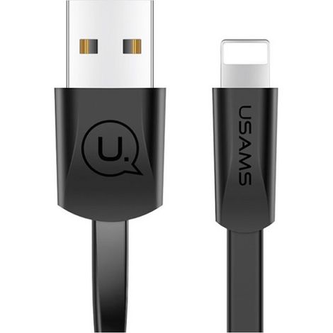 Cable Lightning USAMS de 1,2 m, plano, negro
