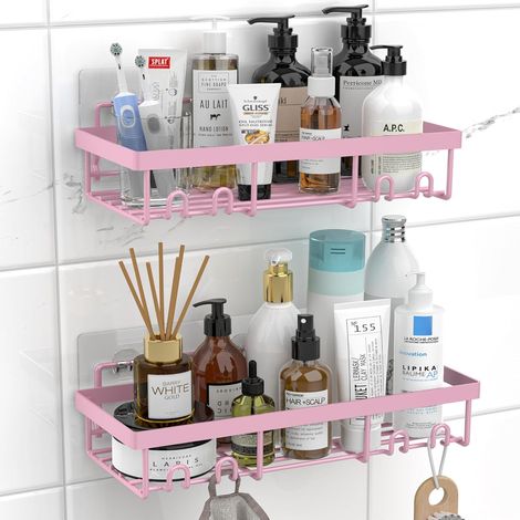 Shower Caddy Shelf Organizer Rack, Self Adhesive Black Bathroom Shelves Basket, Home Farmhouse Wall Inside Organization and Storage Decor Rv Accessories, First Camper Apartment Essentials (1/5)
