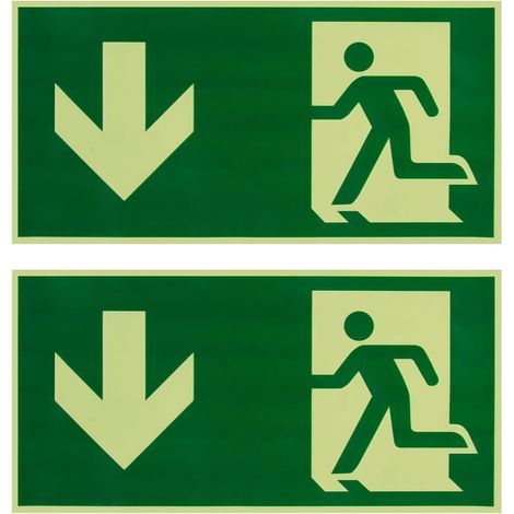 2 Pièces Panneau Issue de Secours, Sortie de Secours, Bloc Secours Photoluminescent 300 x 150 mm en Autocollants, Signalisation Évacuation Luminescente Haute Visibilité pour Écoles Locaux Publics (1/5)