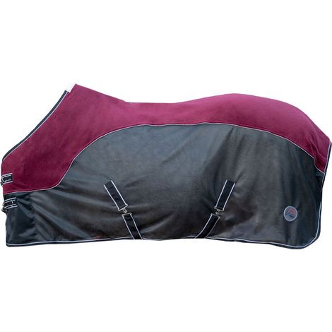 155 cm, Rosso scuro e Nero: Coperta a rete antimosche Comfort con fodera in pile nella zona schiena e reni