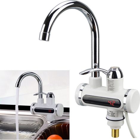 Robinet chauffant rotatif pour salle de bain et cuisine, 110 V, avec affichage numérique LED (petite entrée inférieure).