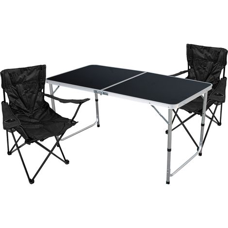 3-teiliges Campingmöbel Set Schwarz -MMC330872B+2xMPO2430 (1/5)