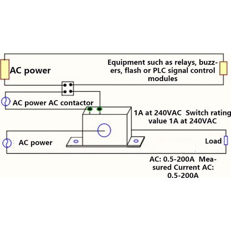 Détecteur de courant alternatif AC 1-200A auto-alimenté réglable normalement ouvert SZC10-NO AL-CH ABS auto-extinguible Ø20mm pour industrie 1 pièce (1/5)