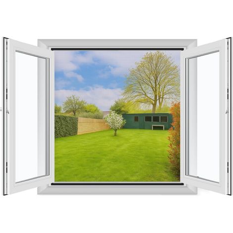 Fliegengitter Fenster 120x120cm, zuschneidbar, ohne Bohren, Insektenschutz, Schwarz (1/5)