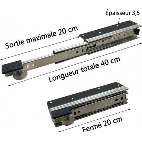 Support télescopique 200 mm invisible sous plan acier carbone table escamotable bureau pliant 10 × 20 × 5 cm 500 g – Livraison gratuite