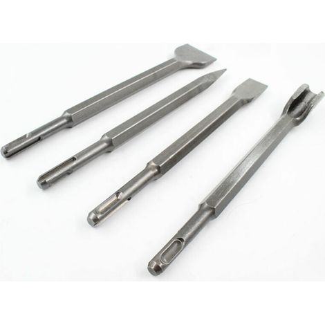 4pcs marteau électrique ciseau/forage de mur en béton/pointe fente ciseau rond tige point ciseau plat ciseau crochet ciseau électrique marteau perceuse à percussion ensemble (1/5)