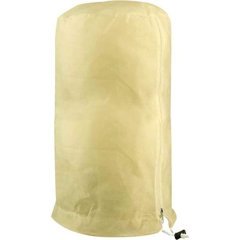 Couverture Chaude pour d'hiver Non Tissé Anti-Gel pour Végétation Extérieure Anti-Gel avec Fermeture Éclair Et Cordon De Serrage,Beige,80×100cm (1/5)