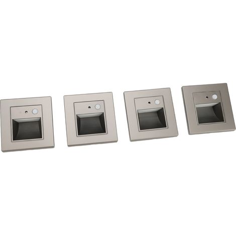 Lot de 4 lampes de marche à détecteur de mouvement, à induction intelligente, encastrées, pour chambre, couloir ou escalier, 110-240 V, grises. (1/5)