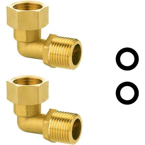 2 Pièces Raccord coude 90° Laiton G1/2 Mâle/Femelle Rotation 360° Joint silicone Chauffage Eau (1/5)