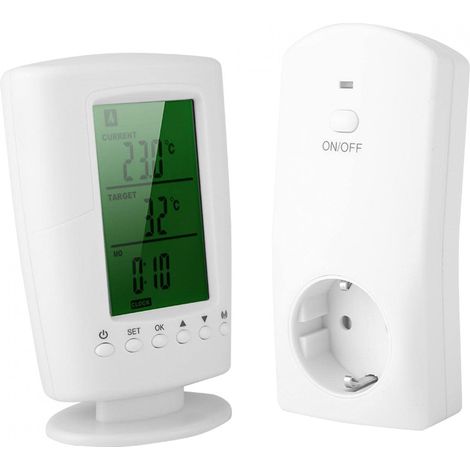 Prise thermostat sans fil 433,92 MHz programmable – Kit contrôle température pour maison et bureau