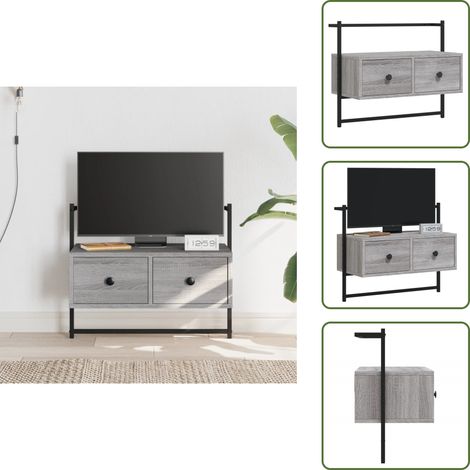 Meuble TV mural sonoma gris 60,5x30x51 cm bois d'ingénierie - Meubles Tv Murale - Meuble Tv Suspendu - Meuble Tv Moderne - Meuble Tv Gris - Rangement Mural (1/5)