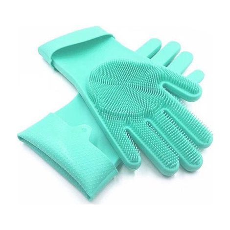Gant de Toilettage pour Chien Chat, Gants de Massage en Silicone Souple, Brosse Douce pour Chats, Chiens,Le Silicone Souple N'abîme Pas la Peau (Vert) (1/5)