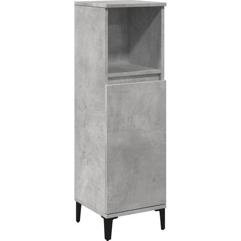 Armario de baño moderno de pared con almacenamiento abierto 30 x 30 x 100 cm en madera gris hormigón 020051038 (1/5)