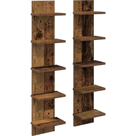 Estante de pared 2 uds. Madera envejecida 22 x 15 x 100 cm vidaXL