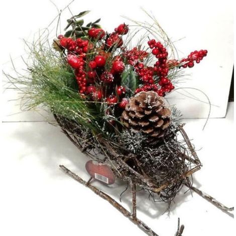 Slitta con bacche rosse Regalo addobbi natalizi di Natale decorazioni natalizi (1/5)