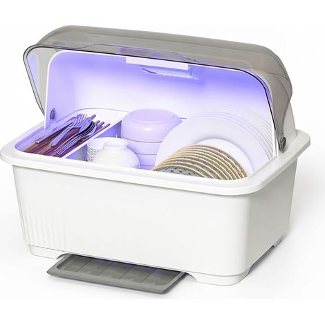 Escurridor de vajilla gris transparente caja para palillos desinfección x 2