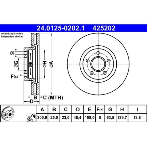Lot de 2 Disques de frein ATE 24.0125-0202.1 FORD 1825134 DV61-1125-CA