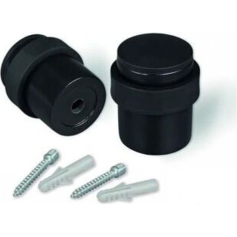 Floor Door Stopper, Matte Black Metal Door Stopper to Screw - Set of 2 Door Blocks, with Screws - Door Stop for Heavy Doors - Outdoor Window Stopper (1/5)