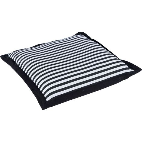 HOMESCAPES Black and White Striped Seat Pad