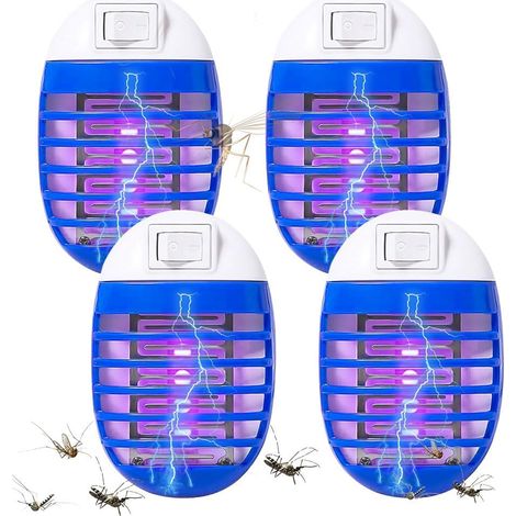 4 Pièces Professionnel Anti Mouche Electrique, Lampe Anti-Moustiques Électrique Moustiquaire Électrique avec Lumière UV Destructeur de Mouches Intérieur pour Cuisine, Chambre, Salle à Manger