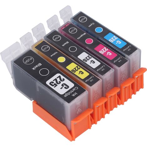Les cartouches d'encre 225-226, préremplies, sont compatibles avec les imprimantes PIXMA IX6520/IP4820/IP4920, MG5120/MG5220, etc. (Amérique du Nord). Cartouches d'encre 5 couleurs (noir/noir/cyan/mag (1/5)