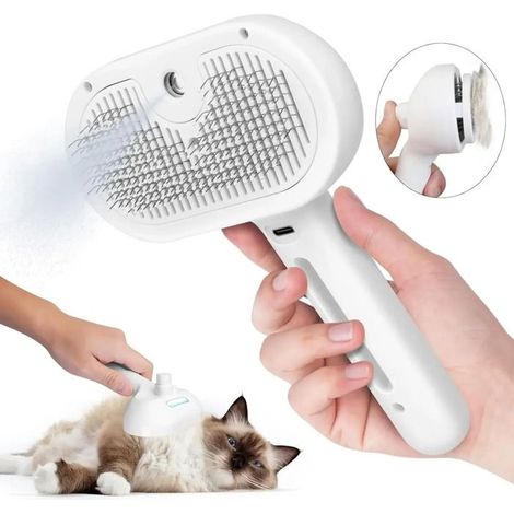 Peigne vapeur - Peigne délicat - Spray intégré - Lisse et hydrate le pelage - Convient aux chiens et aux chats (1/4)