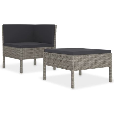 Maison Exclusive - 2-tlg. Garten-Lounge-Set mit Auflagen Poly Rat