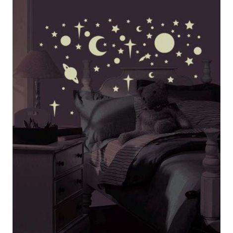 CELESTE "BRILLE DANS LE NOIR" - Stickers repositionnables planètes et étoiles brillants dans le noir (1/5)