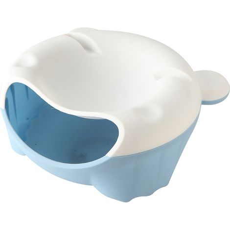 Poubelle de bureau maison chambre salon bureau Mini plastique cadeau assiette de fruits Table lit paresseux poubelle poubelle(blanc et bleu) (1/5)