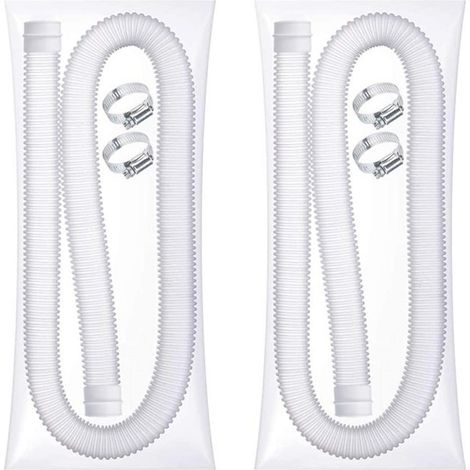 2 Tuyau flexible, Diamètre 32 mm, Longueur 1,5 m, PVC transparent, Collier de serrage, Pour piscine hors sol (1/5)