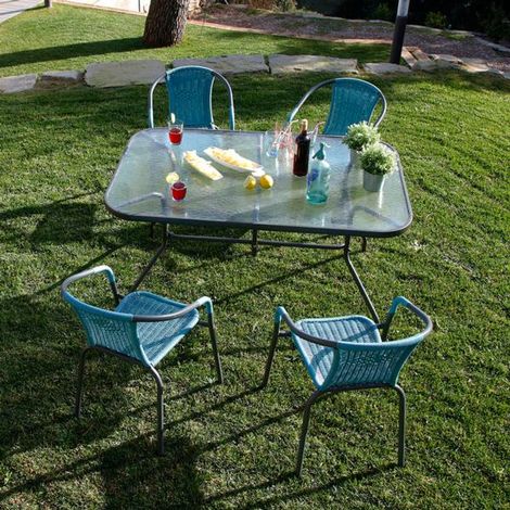 Conjunt de table en verre 142x90xh71 + 4 sillas (escoger color) - talla (1/5)