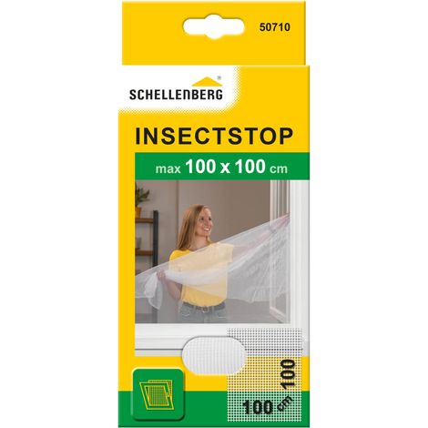 Schellenberg 50710 Zanzariera finestra per finestre fino a 100 x 100 cm, zanzariere senza perforazione, incl. nastro di fissaggio, bianco (1/5)
