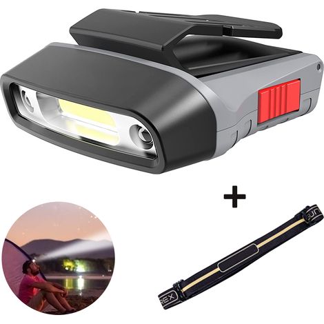 Lampe Capteur De Mouvement Rechargeable - Lampe LED COB À Clip - Lampe Frontale Avec Lumière Rouge Pour Pêche Camping Randonnée Lecture - 1 Pièce (1/5)