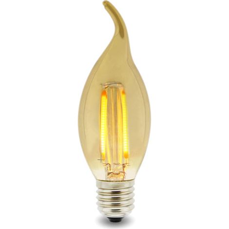 IluminaShop - Bombilla LED Filamento Vela E14 C35 Punta 4W Ambar Blanco Calido 2300K