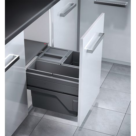 Poubelle de cuisine tri sélectif 3 bacs encastrable 43L (17+13+13) Hailo Cargo (1/5)