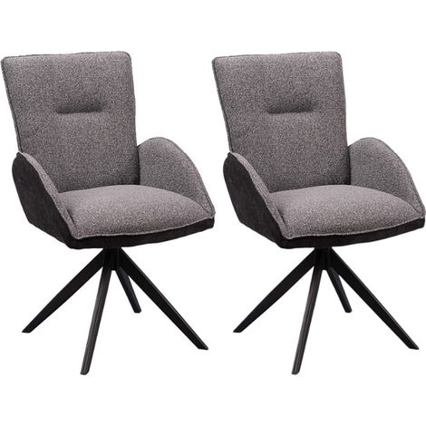 Lot de 2 chaise salle a manger pivotante en tissu anthracite EDDY Casita (1/2)
